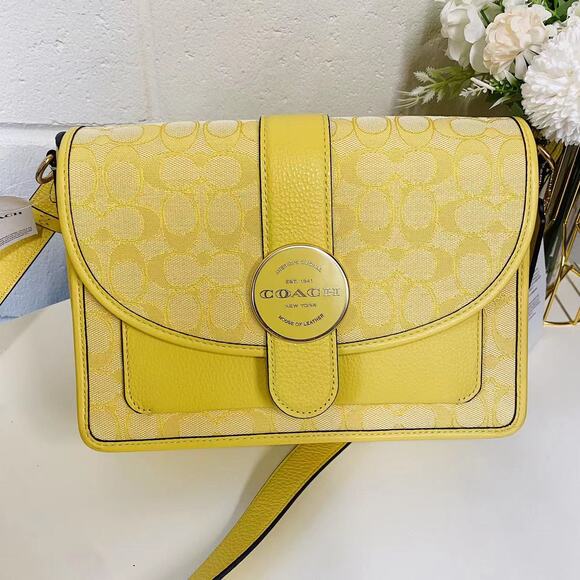 Coach C8307 Lonnie Crossbody In Signature Jacquard In Gold/Retro Yellow - Picture 2 of 7
